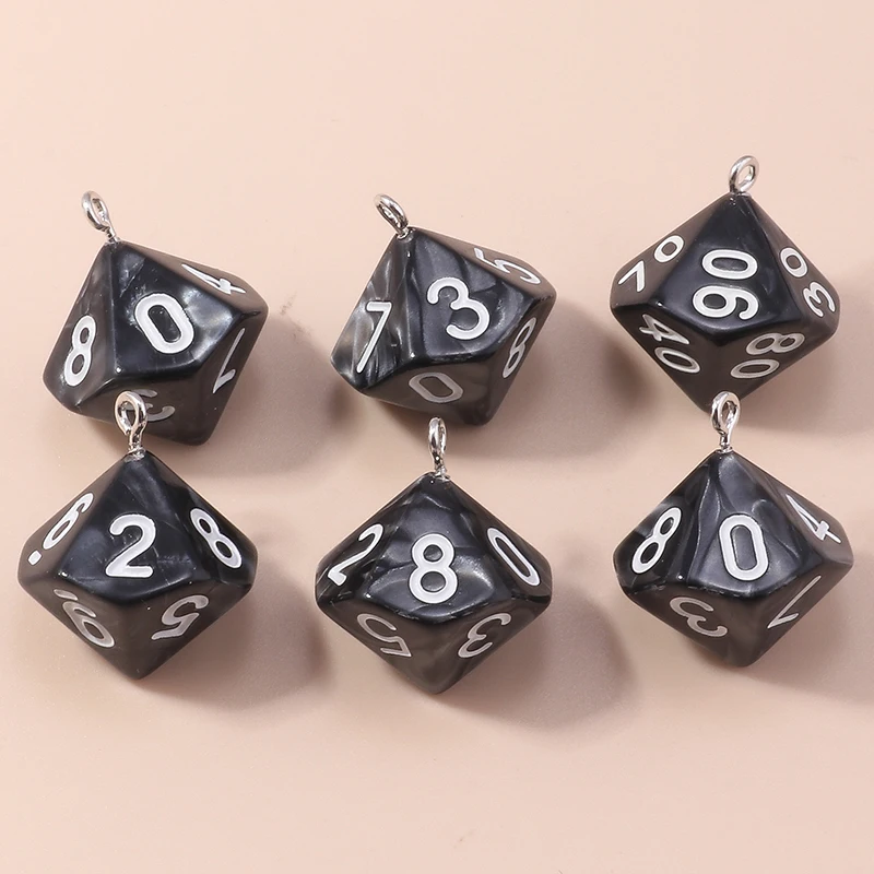 Leslie 5 teile/satz Acryl Würfel Spiel Requisiten Pädagogisches Spielzeug Facettenreiche Digitale Würfel für DIY Schmuck Machen Zubehör – Detail 5