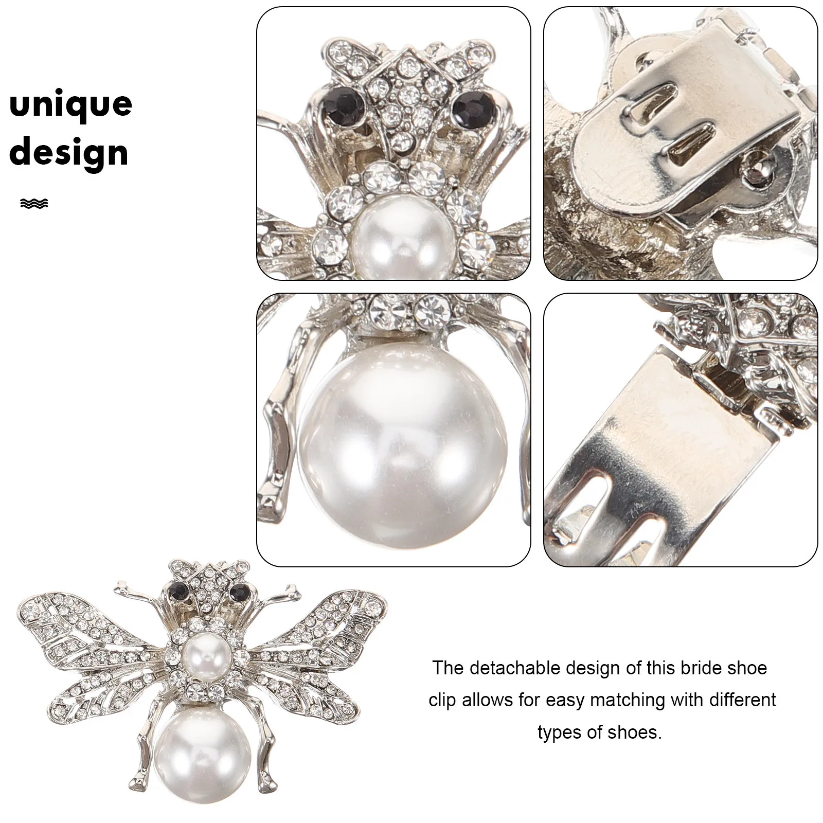 

1 Pair Detachable Shoe Clip Bee Shape Rhinestone Buckle For Bridal Wedding Party Shoe Accessories Decorative Clips Bling
