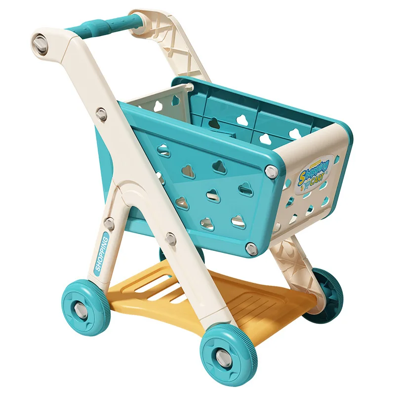 Carrito de compras de juguete para bebés, carrito pequeño para niños, casa de juegos, fruta cortada, música, cocina, supermercado, juguetes de educación temprana para hombres y niñas