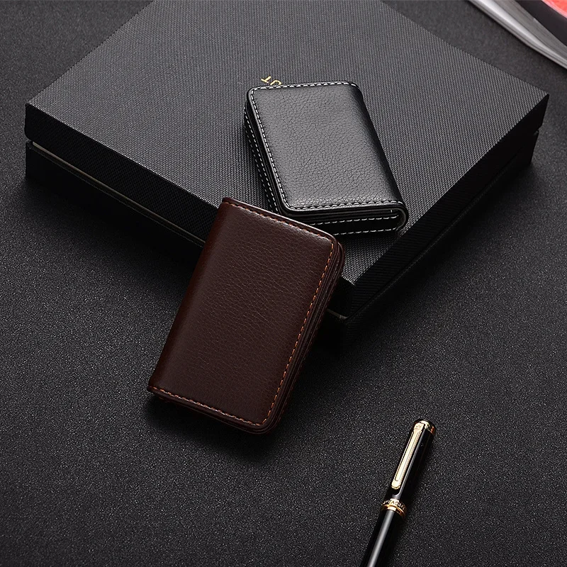 2026 PU Leather Business Card Holder With Magnetic Buckle Slim Pocket Name Card Holder Large Capacity Portable Credit Card Case view 3
