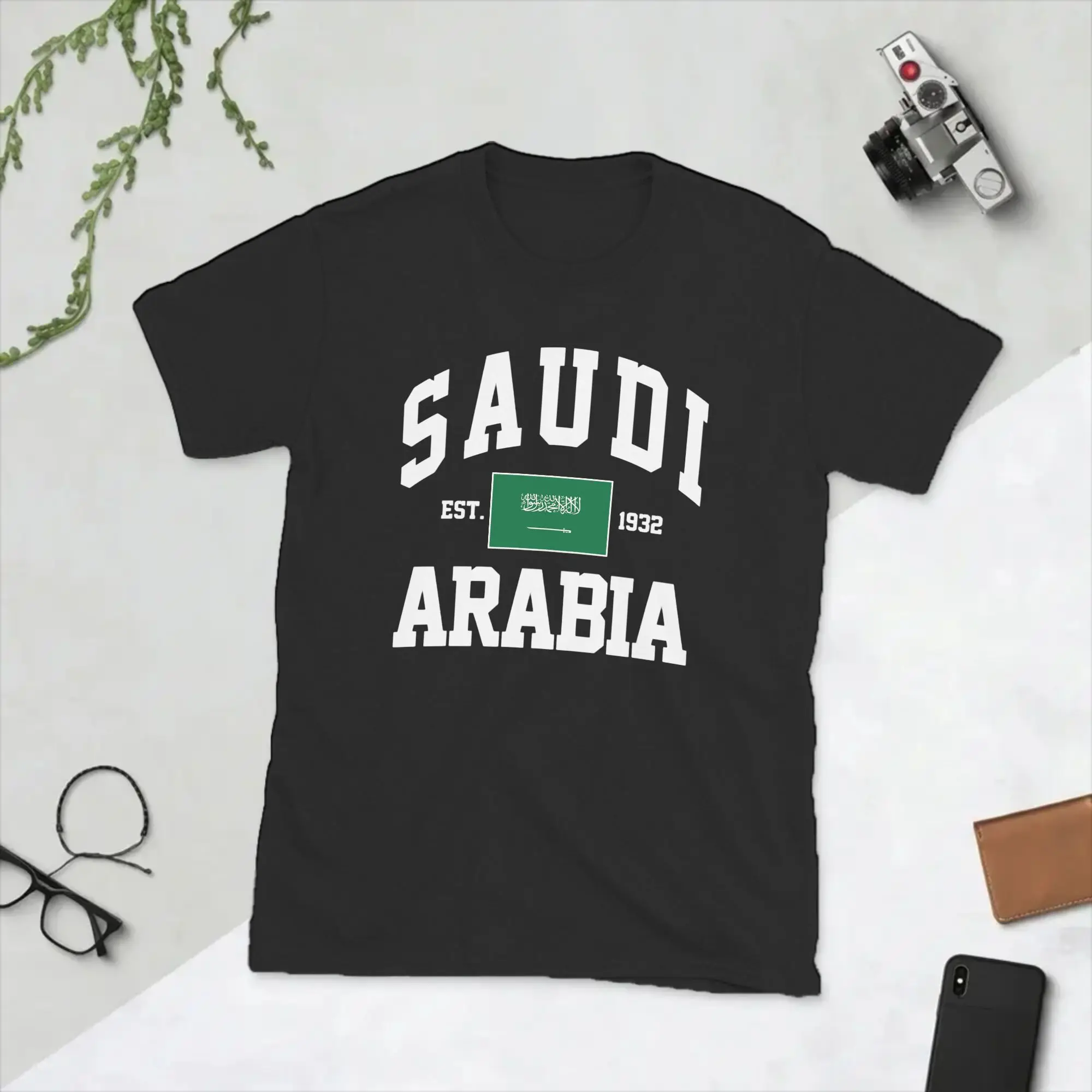 Men Saudi Arabia Flag T Shirts Saudi National Day Cotton Clothing Leisure Short Sleeve Round Collar Tees Plus Size T-Shirts