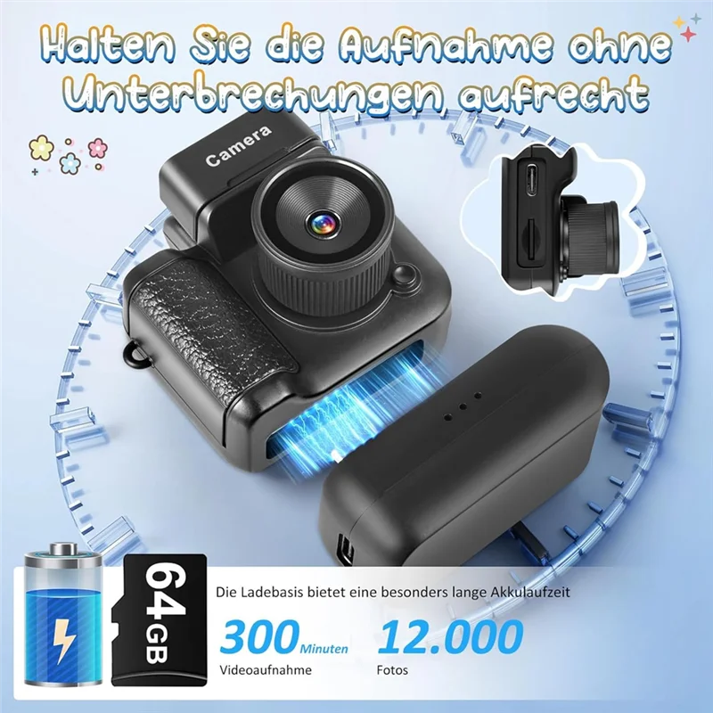 Nuovo--Mini fotocamera retrò CMOS portachiavi con videoregistratore flash LED per la fotografia di bambini (64 GB)