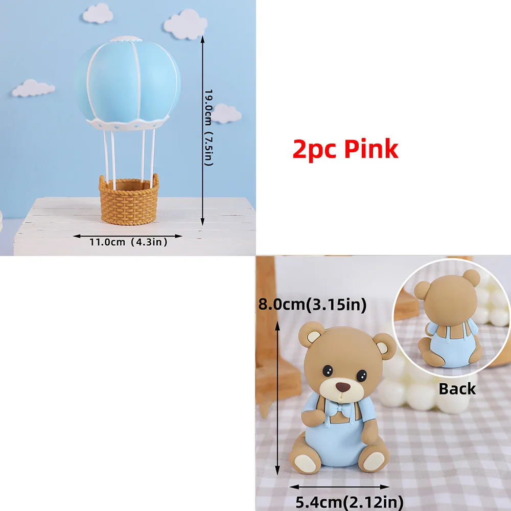 Heißluftballon-Kuchenaufsatz, rosa, blau, grüner Bär, Kuchenaufsatz für Jungen oder Mädchen, Babyparty, Kindergeburtstag, Party-Dekoration – Detail 32