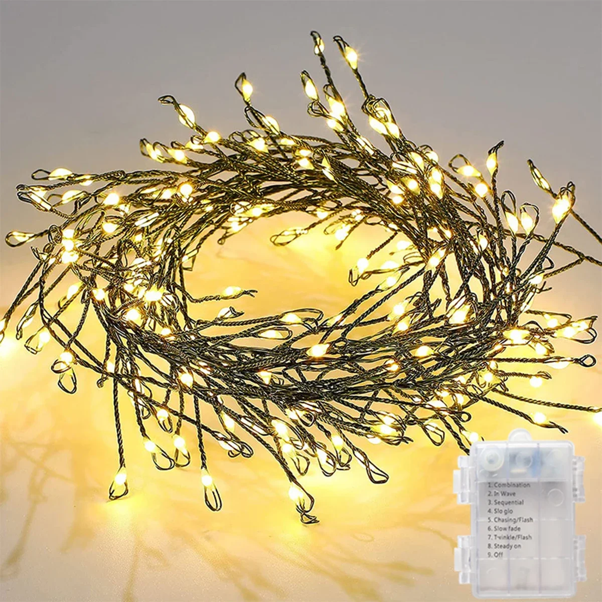 100/200LED Light String Green Wire Fairy Light String Used For Indoor Cluster Christmas Tree New Year's Party Camping Decor