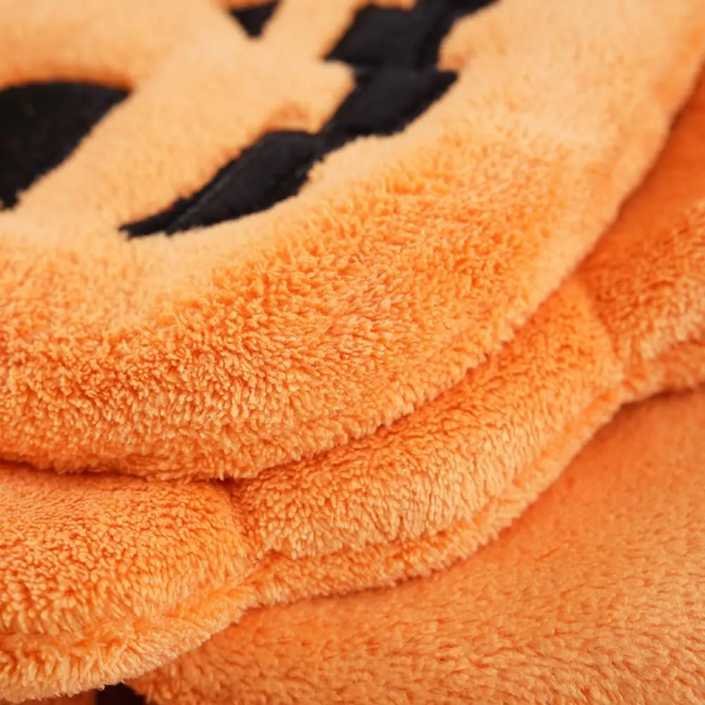 Soft Coral Fleece Halloween Pumpkin Hand Towel Absorbent Black Cat/Ghost Cartoon Cleaning Towels Hangable Kitchen Towels