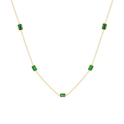 316L Stainless Steel Inlay Green Square Shape Zircon Fine Chain Necklaces Bracelets Fashion High Jewelry Party Gift SAN980