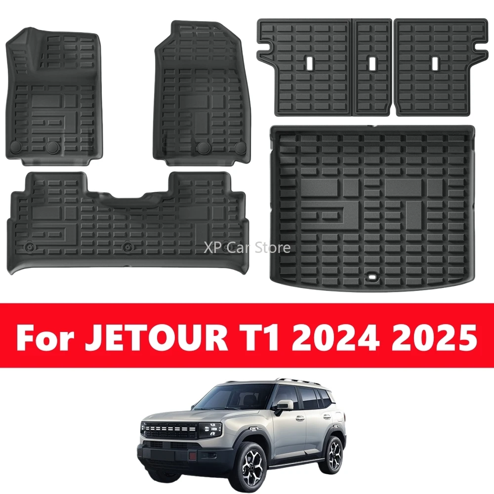 

For Chery Jetour T1 2024 2025 LHD TPE 3D Floor Mats All Weather Front Rear Cargo Liner Trunk Mat Waterproof Anti-Slip Foot Pads