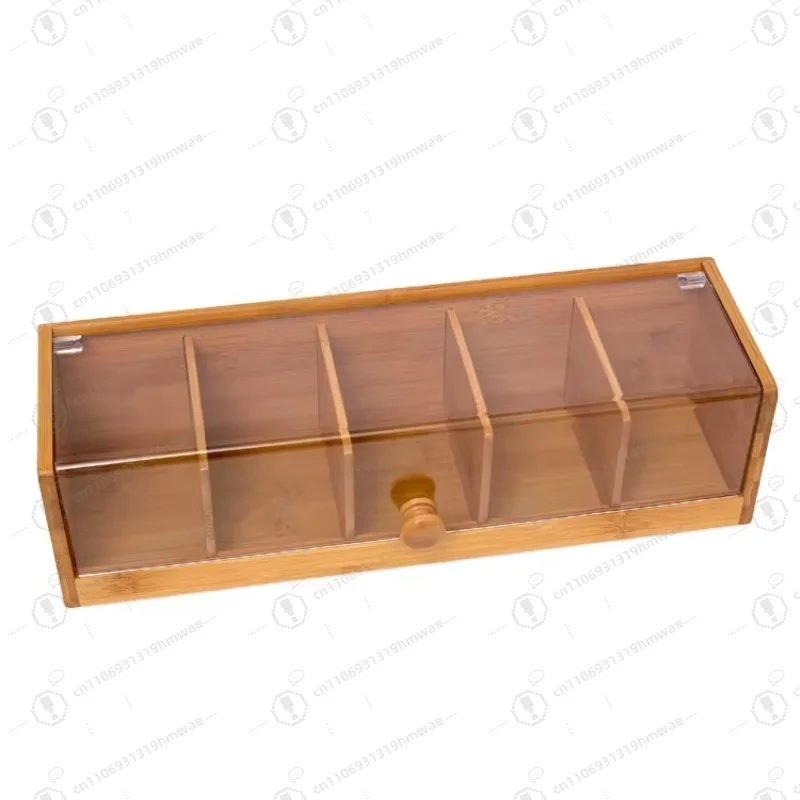 

Bamboo Tea Box, 5-compartment Bagged Wooden Tea Box with Acrylic Lid for Closing