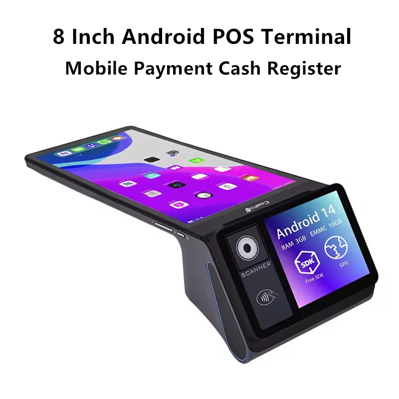 Android 13/14 Handheld POS Terminal Mobile Payment Camera Scanner NFC Dual Screen 58/80mm thermal Printer for Small Businesses