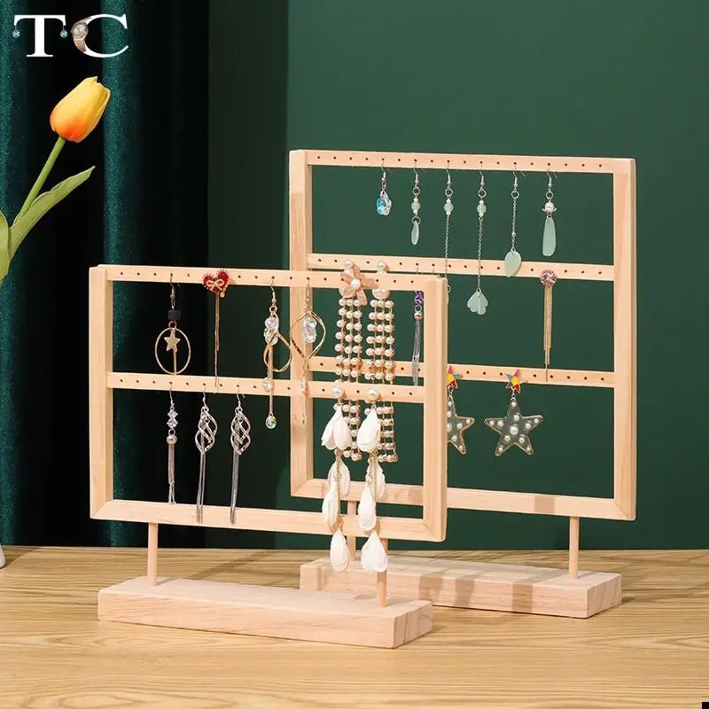 Simple Retro Earrings and Earrings Storage Display Rack Detachable Solid Wood Small Ornaments Display Way To Store Props Rack