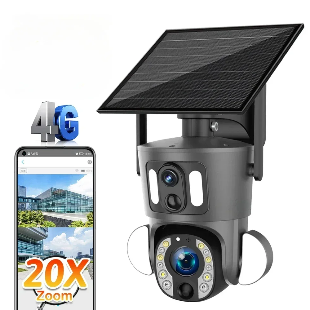 LS VISION Dual PIR Solar Camera IP66 Waterproof Camera Network with Solar Panel 2K Dual Lens Wifi Cameras