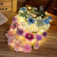 Women Headband LED Light Hairband LED Headpiece Light Up Flowers Wreath Headdress Luminous Headbands Glow Party Hair Accessories
