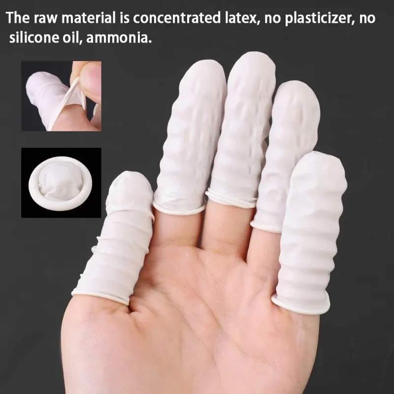 100Pcs Rubber Non-slip Anti-static Finger Cots Disposable Latex Cover Fingertips Protector Gloves False Eyelashes Accessories