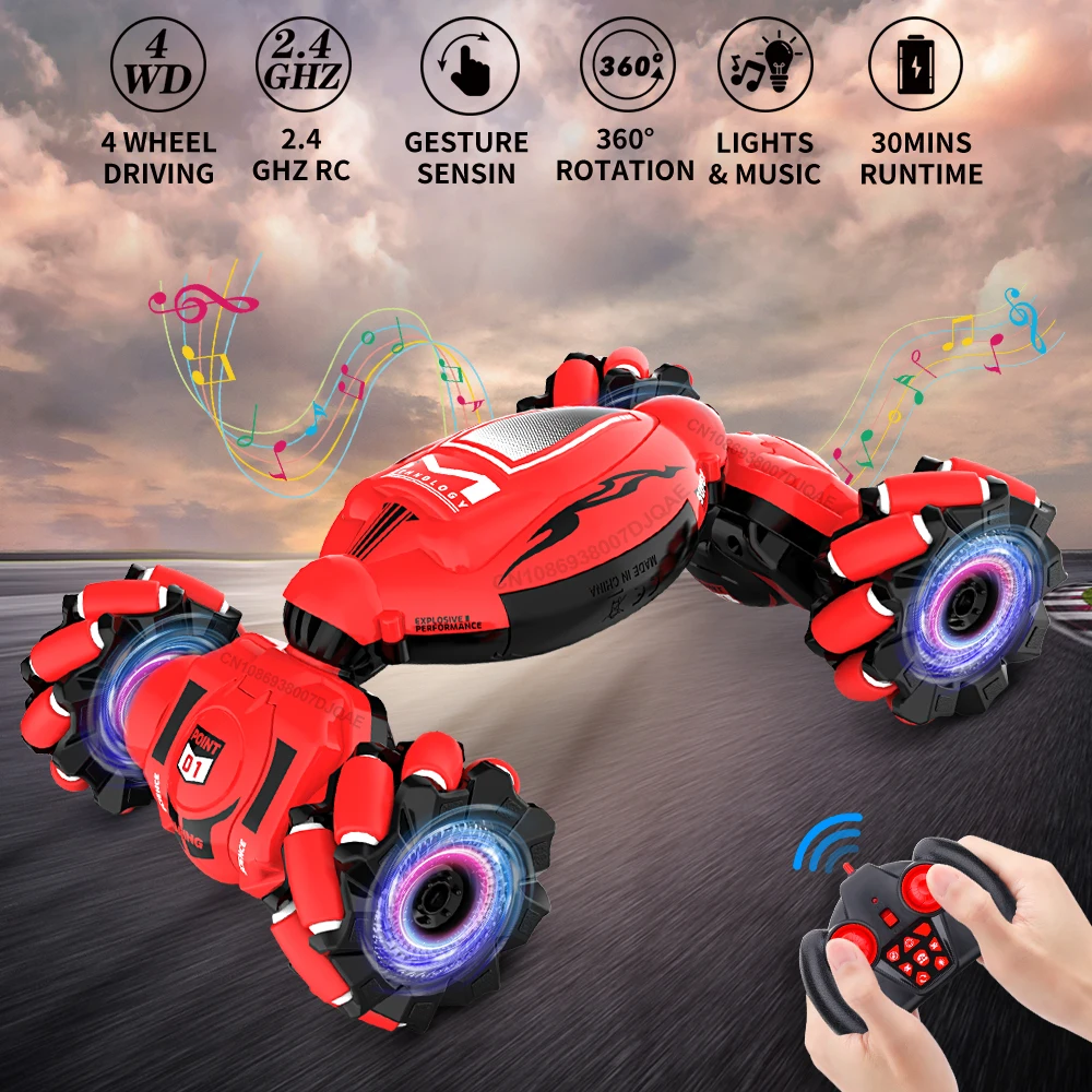 

Four Wheels RC Stunt Car Radio Gesture Sensing Remote Control Car High Speed Twisting Drift off-Road Car Toys for Children Adult