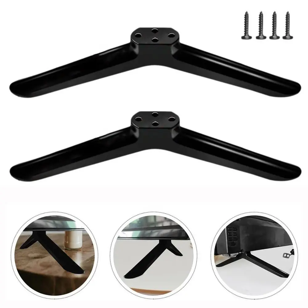 Universal TV Base Stand Legs With Non-slip Pads Black Television Tabletop Foot With Screws TV Stand Leg Base Bracket Living Room