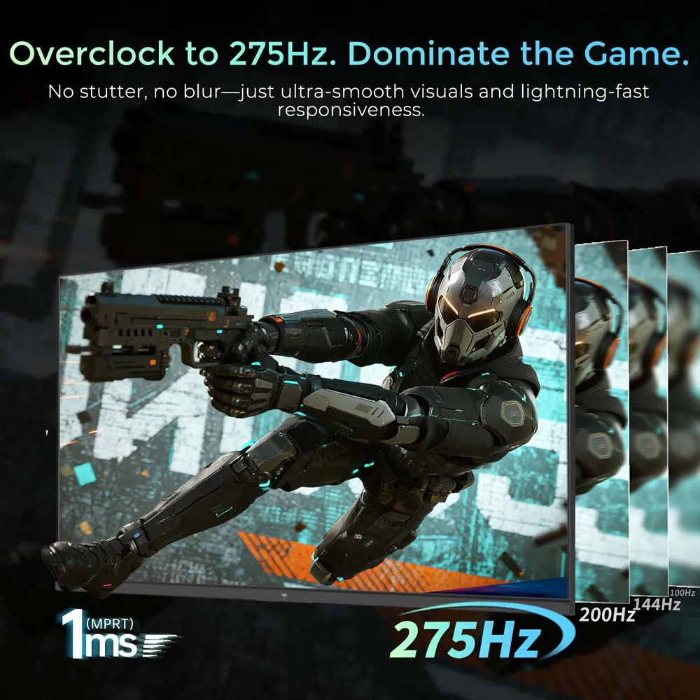 KTC H27E8 Gaming Monitor, 27-inch 2560×1440 Fast IPS Screen, 240Hz Refresh Rate & 275Hz OC, 1ms MPRT Response Time, HDR400, FreeSync & G-Sync Compatible, Low Blue Light & Flicker-Free, Adjustable Stand & 100x100mm VESA Mount Supported