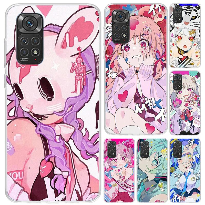 Cute Anime Girl INS Phone Case for Xiaomi Redmi Note 14 13 12S 12 11S 11 Pro Plus 11T 11E 10S 9 9S Soft Funda Print Shell Note 1