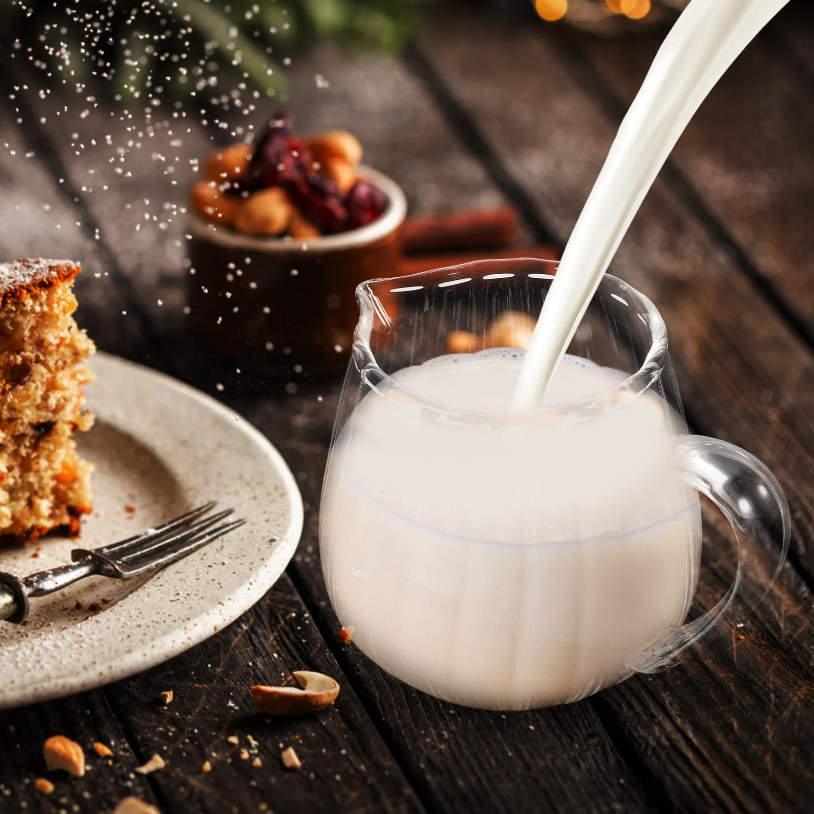 

Glass Milk Jug Small Frothing Pitcher Mixing Coffee Frother Measuring Cup Shot for Latte Steaming Square