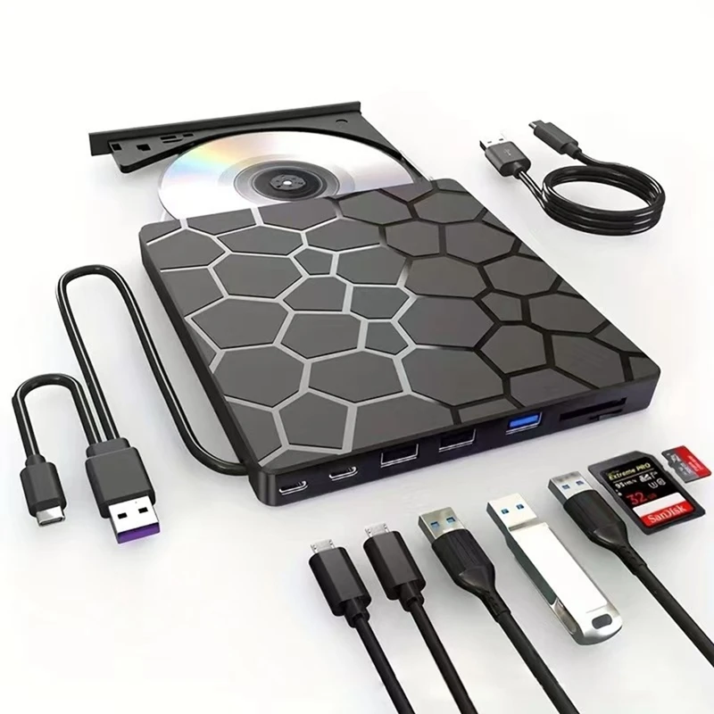 External CD/DVD Drive Player USB 3.0 CD/DVD-ROM +/-RW CD Burner for Laptop Desktop , 11/10/8/7 Linux-A79M