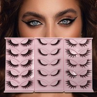 5 Pairs Oblique Flying Fox Series False Eyelashes Eye End Lengthened Natural Thick Curling Fake Eyelash Cool Girl Eye Makeup