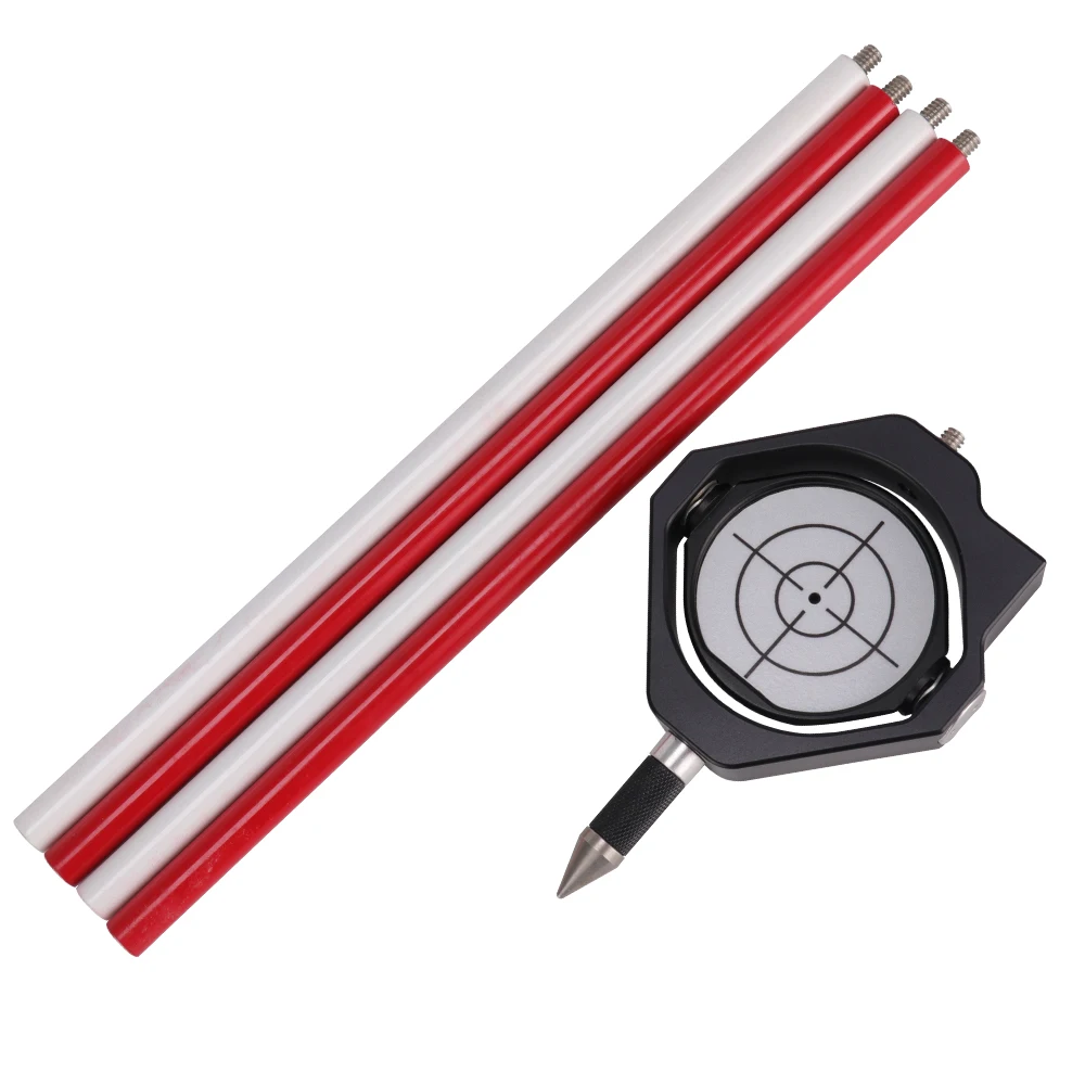 Surveying Mini Prism Reflective Target RT110 With Aluminum Pin Pole Kit, Reflective Target Set With Soft Bag