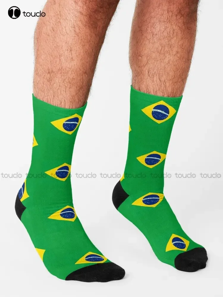 Brazil Country - Brazilian Flag Socks Fun Socks For Men Personalized Custom Unisex Adult Teen Youth Socks 360° Digital Print