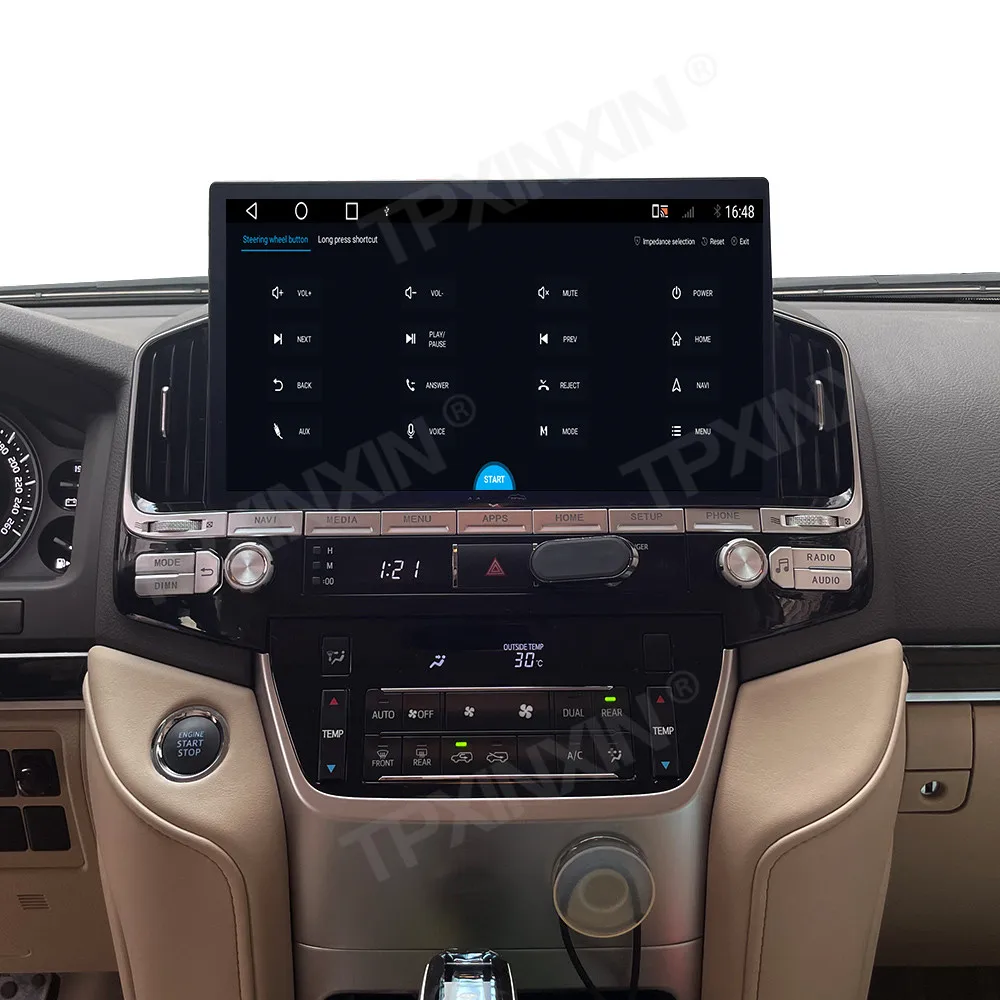 2 Din TPXINXIN Wireless CarPlay Android11 Auto Car Multimedia For Toyota LC200 2016 - 2021 Head Unit Touch Screen Rear Camera