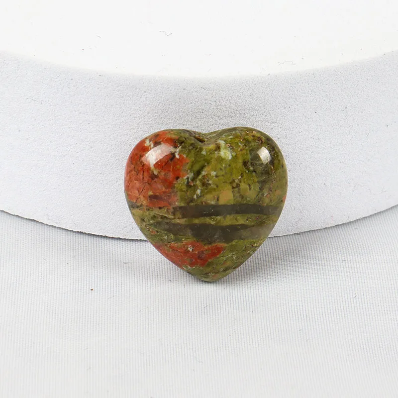 20 mm Undrill Unakite Heart Stone Mini Healing Crystal Craft, Chakra Feng Shui, Home Decor,DIY Gift Ornament