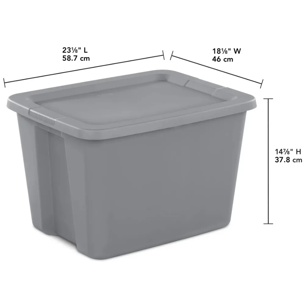 Large Storage Bin, 18 Gallon Storage Container with Snap-On Lid, Gray