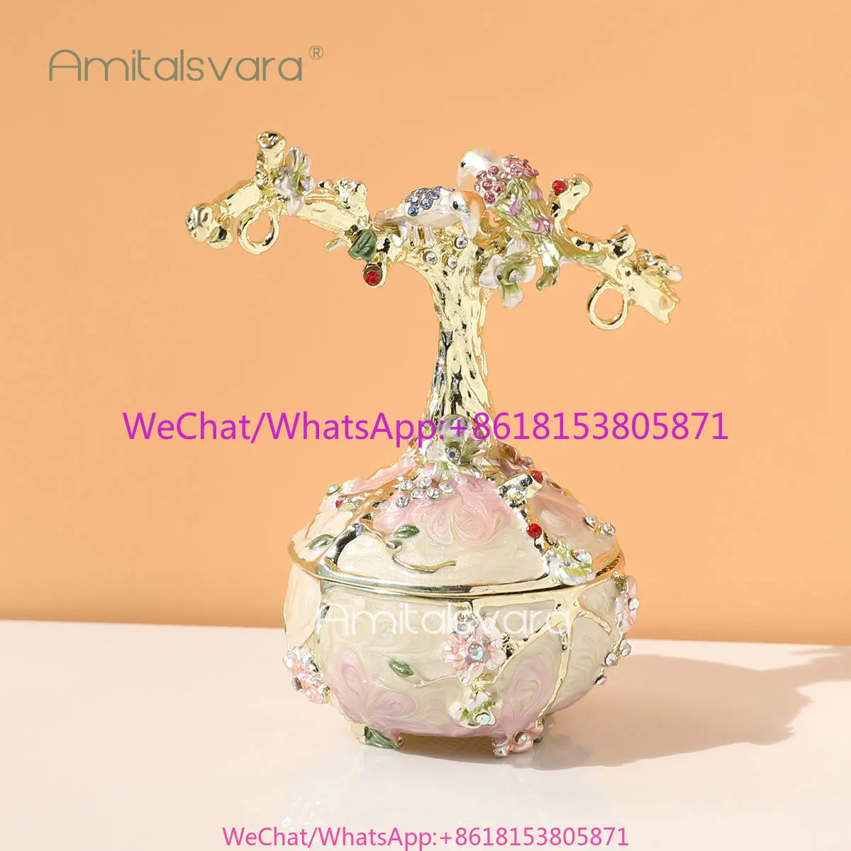 Alloy Crafts Tree Branch Bird Decoration Box Ornament Enamel Color Bird Ornament