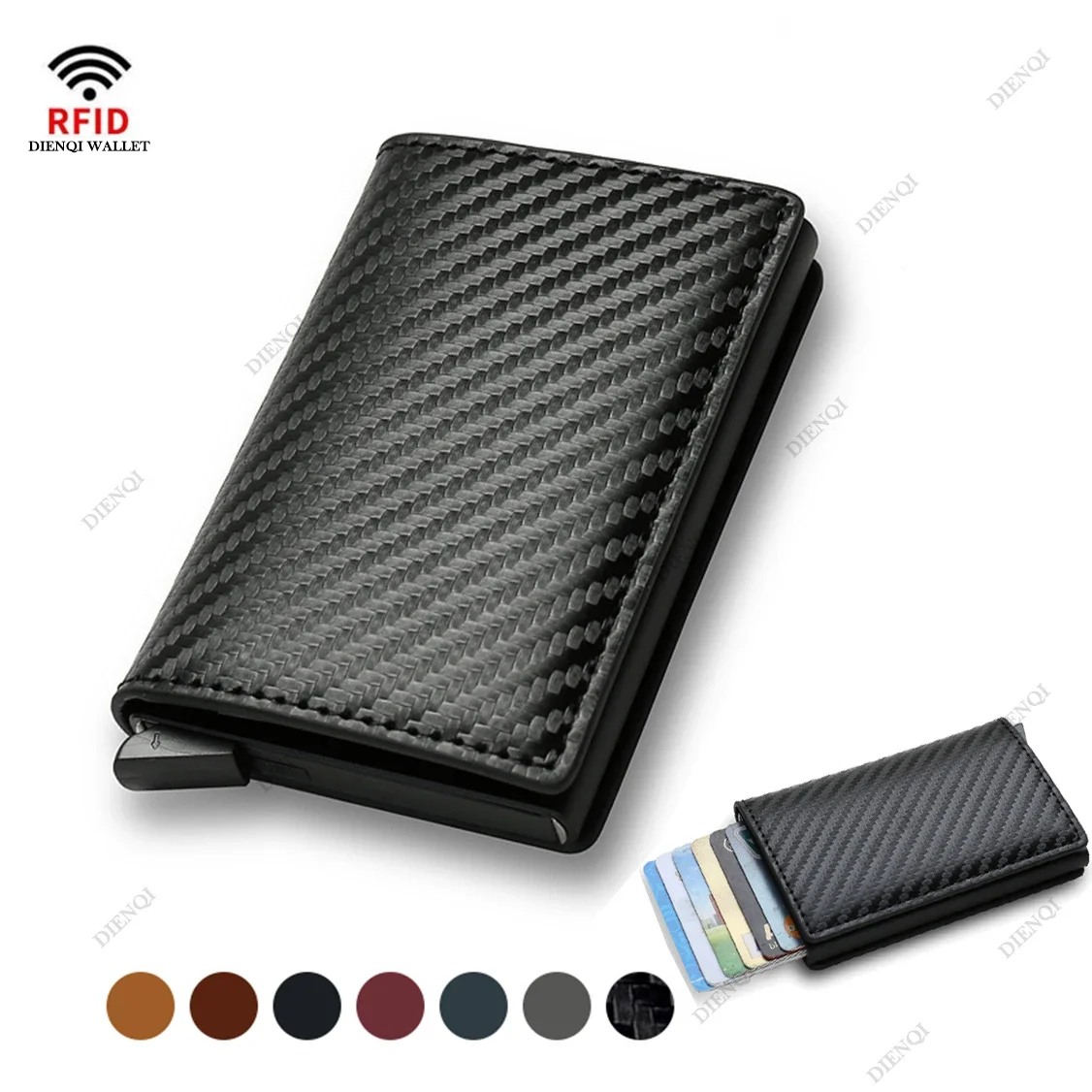 Anti-Rfid-Visitenkartenhalter-Geldbörsen für Damen und Herren, Bank-Kredit-/ID-Kartenetui, kleines magisches, minimalistisches, intelligentes Portemonnaie aus Leder