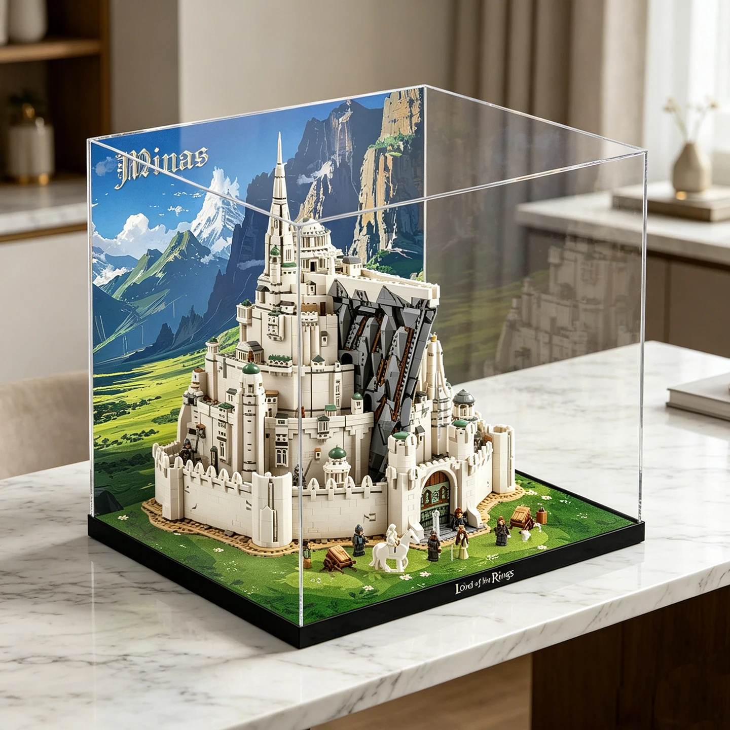 Acrylic high-definition dust-proof display and storage case for LEGO 11377 Minas Tirith White City building blocks