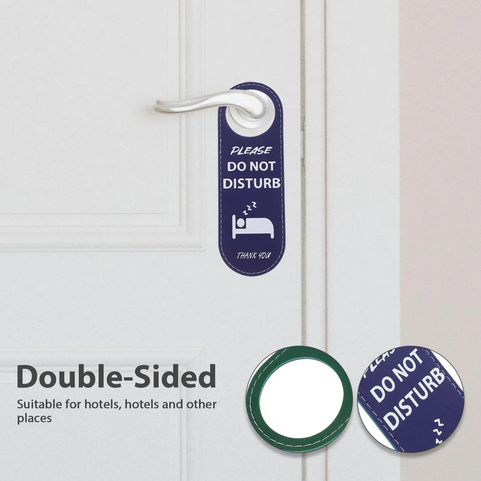 

Reversible Do Not Disturb Sign for Hotel Door Hanger PU Double Sided Hanging Tag for Room Privacy Control
