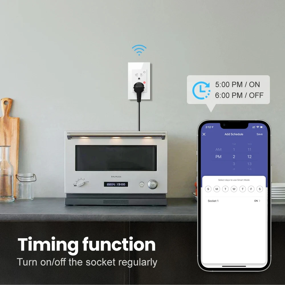 MIUCDA-Tomada Inteligente com Monitor de Alimentação, Tuya, 16A, EUA, Smart Home, Tomada, Tomada Inteligente, Funciona com Alexa, Google Home