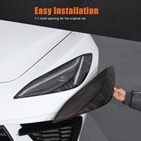 2PCS ABS Smoked Black Car Headlight Cover For Corvette C8 Z06 Z51 2020-2025 Blackened Head Lampshade Cover Accessories