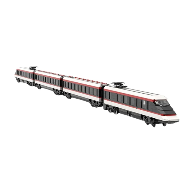 MOC European Modern City Shuttle Passenger Train Building Blocks Express Commuter Railway Model Track Toy Adult Gift