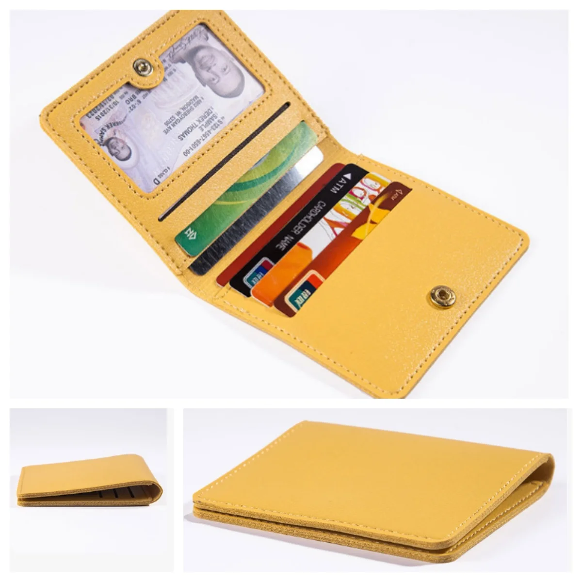 Ultra Thin PU Leather Card Holder Multi  Slots Minimalist ID Card Wallet Mini Driver License Card Case for Men Women