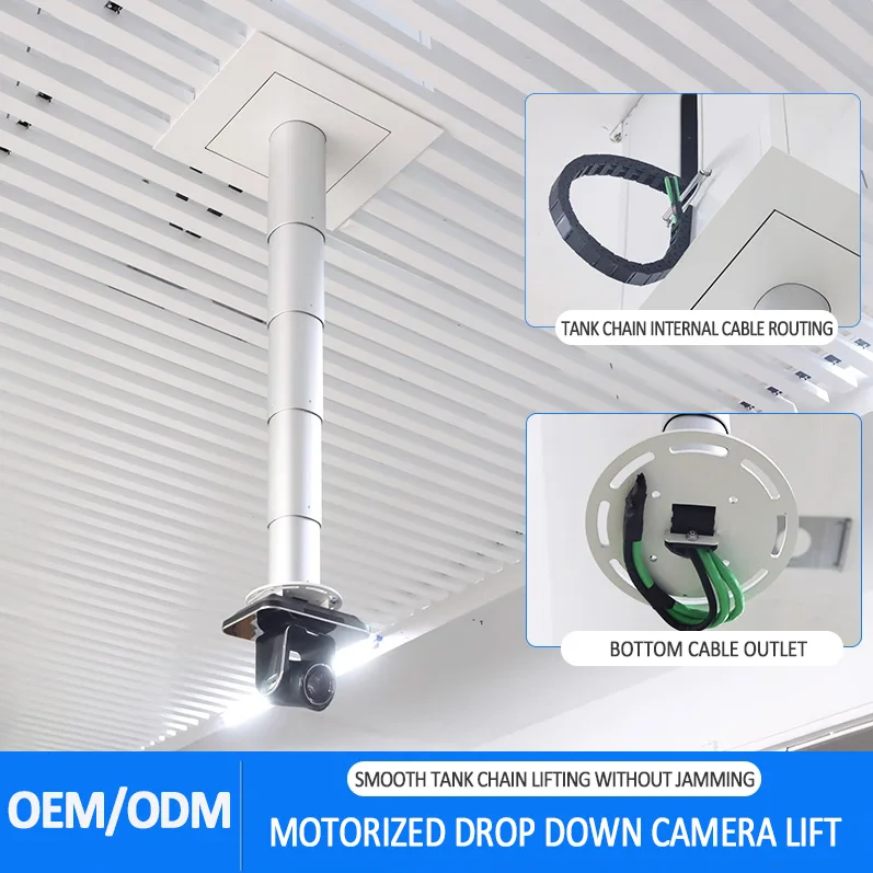 Motorized Height Adjustable 700mm Projector And Camera Lift for Video Conference Table Ceiling Hidden Lifting System