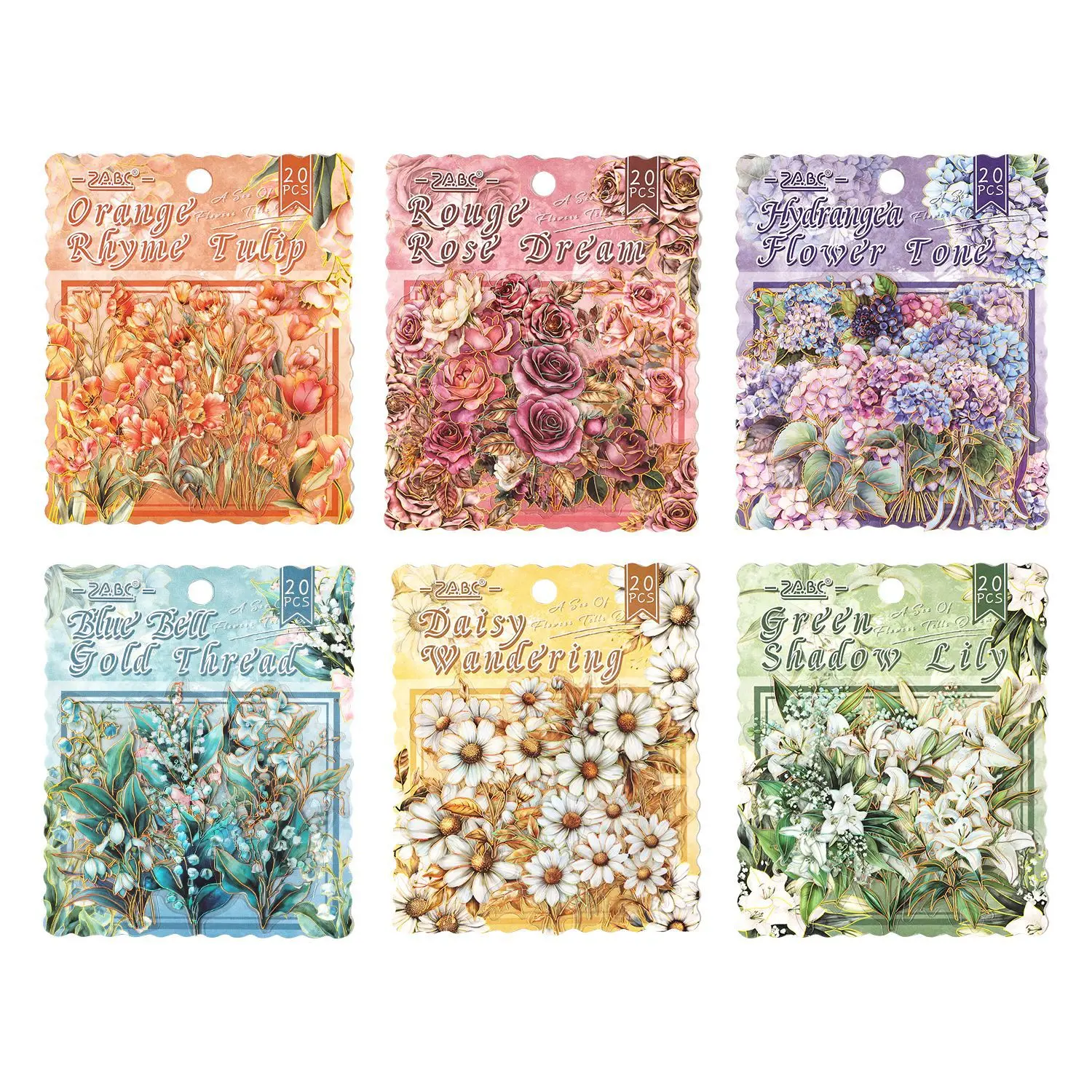 

6packs/1lot Kawaii Scrapbook Stickers Flower Sea Dreams Junk Journal Gold Planner Stationery Sticker Planner Decorative