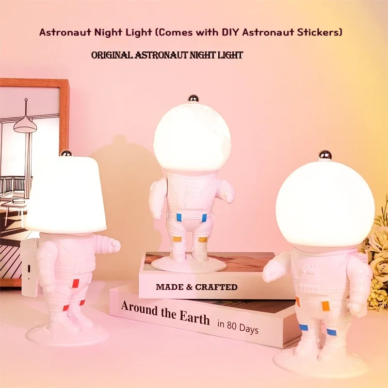 

Cute Astronaut Table Lamp Touch Switch Cartoon Astronaut Reading Lamp Remote Control Rechargeable for Bedroom Living Room