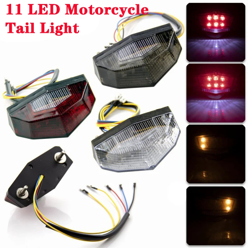 

11 LED Motorcycle Tail Light Stop Brake Lights Rear Tail Light Universal Motorcycle Signal Indicator Taillight Motorbike Blinker
