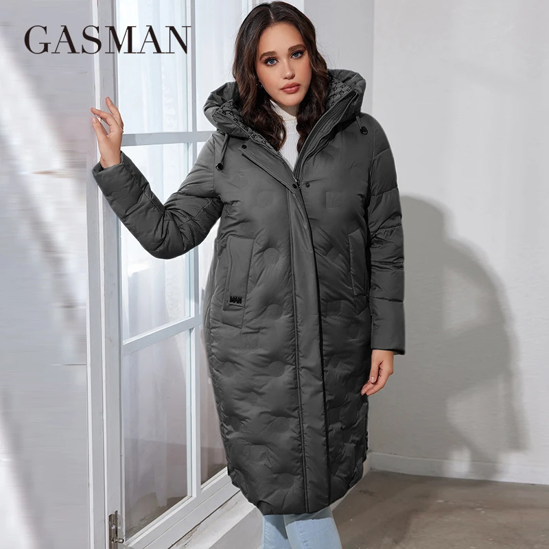 GASMAN 2024 New Fashion Parkas Women\'s Plus Size  Short Casual Hooded Pocket Women Down Jacket Female Outwear 83390