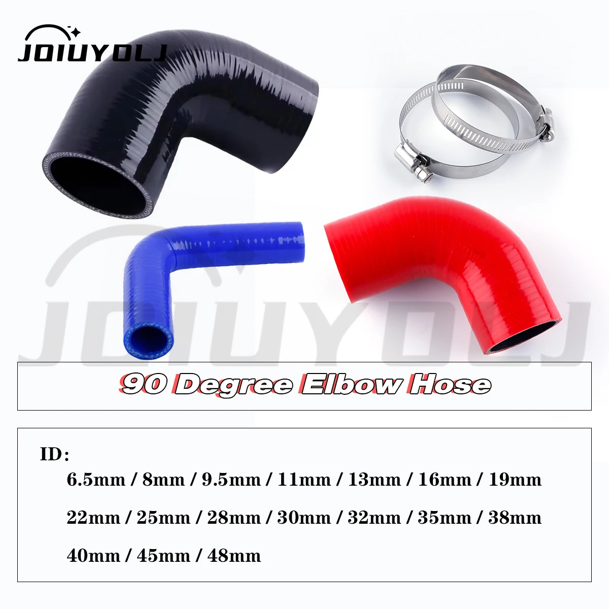 3PLY 102mm Length 90 Degree Elbow General Silicone Coolant Intercooler Pipe Tube Hose ID 6.5 8 9.5 11 13 16 19 22 25 28 30 32mm