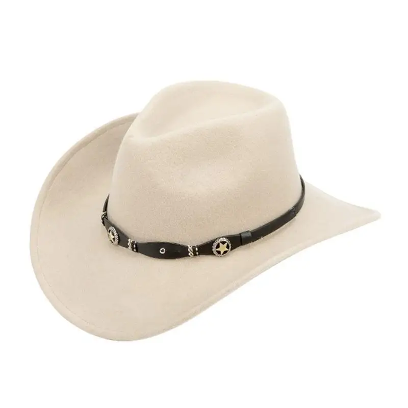 Sombrero fieltro lana 652F, sombrero occidental sombrero informal, sombrero borde ancho