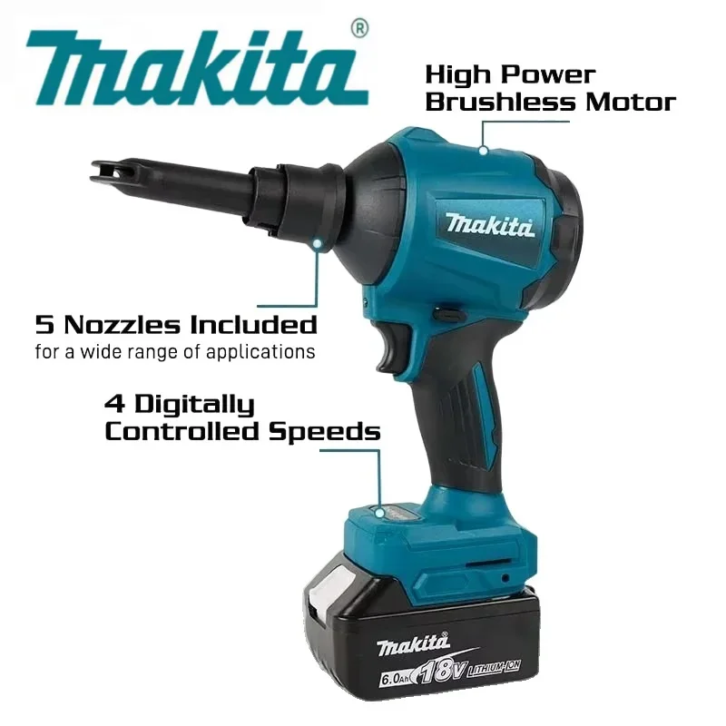 Makita Liion Battery Compatible Brushless Air Blower Dust Removal Gun Inflator for Workshop Equipment Cleaning And Leaf Removal