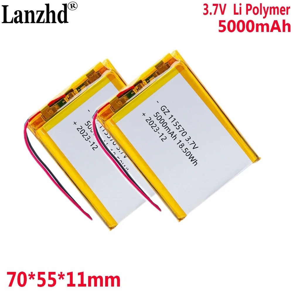 1-15 шт., 3,7 в, литий-полимерный аккумулятор 5000 мАч 115570, мягкая стандартная батарея для оборудования, электронное оборудование, аккумулятор для планшета, DVD