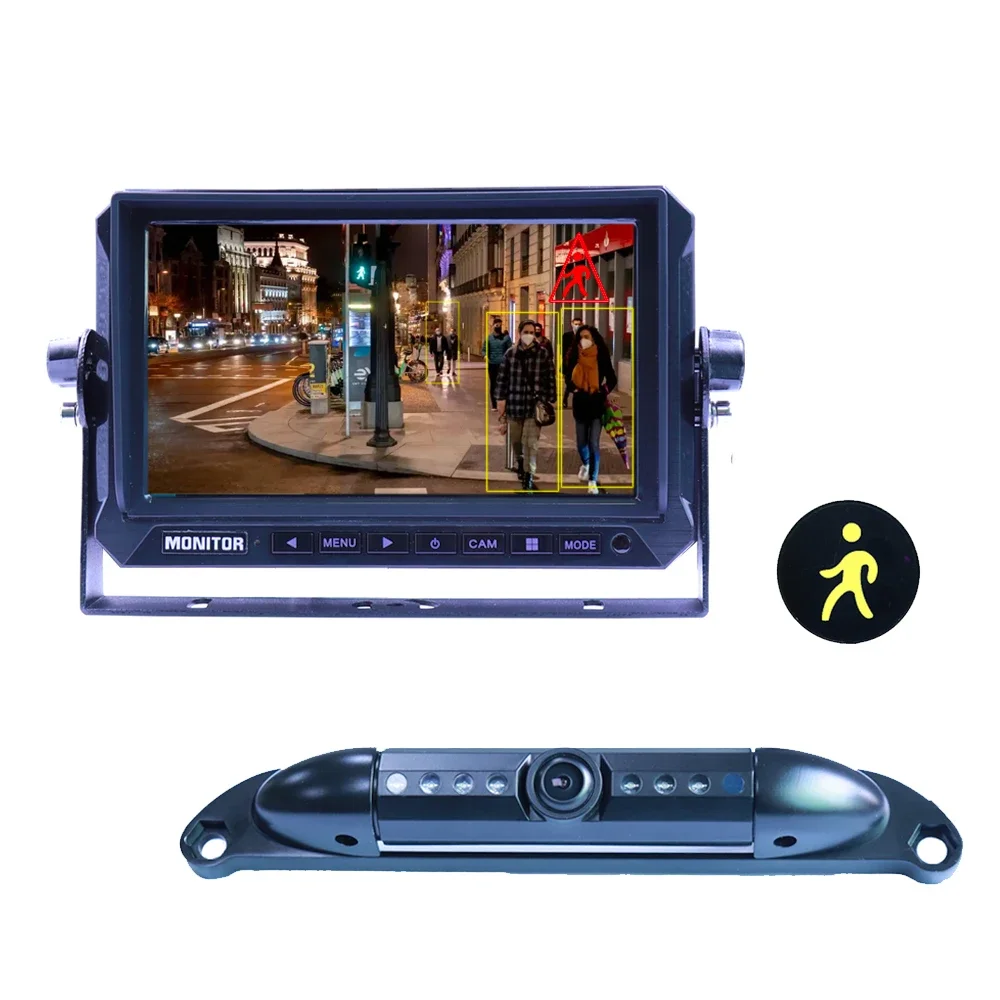 

1080P AI Pedestrian Detection Camera System with 7'' AHD 3 CH Car Monitor