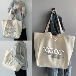 Shopping Bags Organizer Fashion Canvas Tote Bag Student Shoulder Bag Food Series Large Capacity Handbags Women 2022 Casual