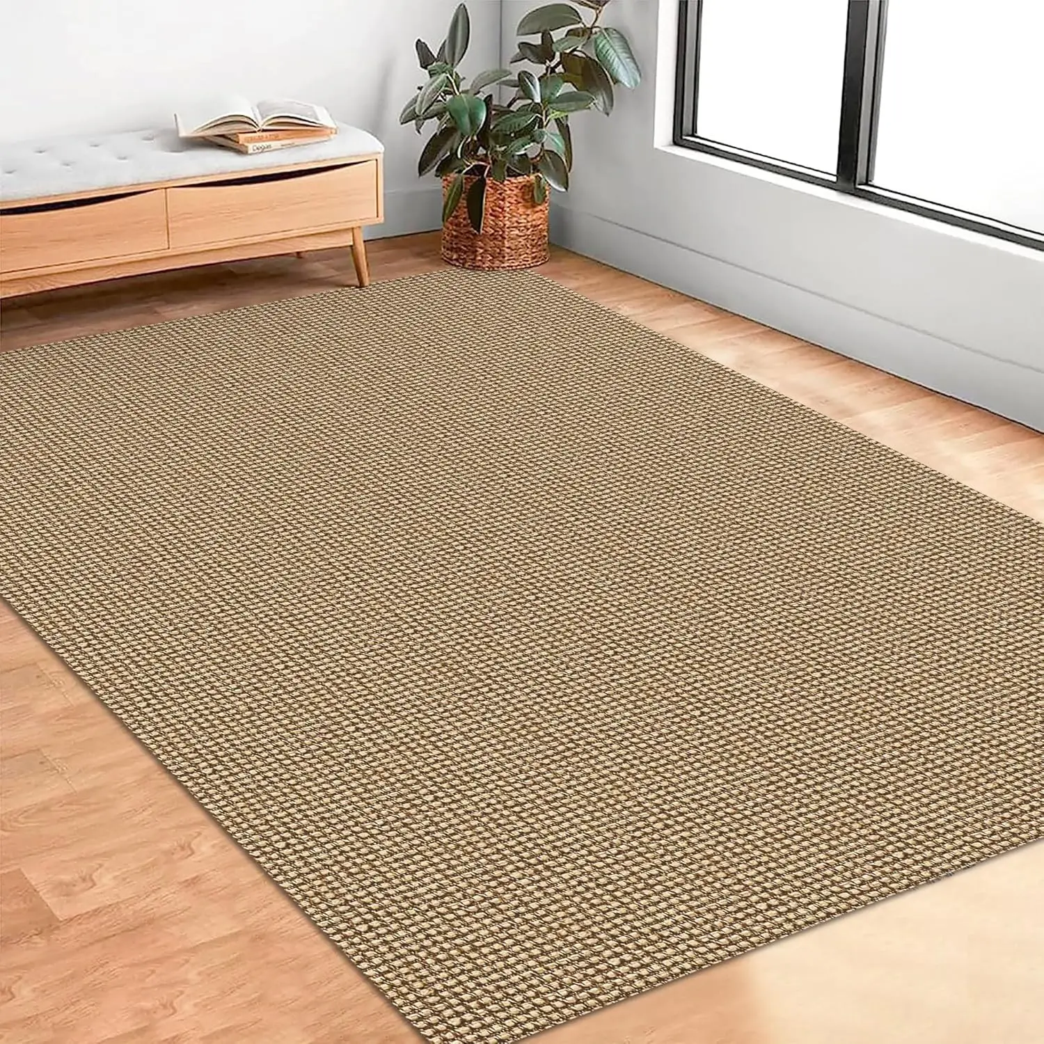 

Area Rugs 5x7 Ft Washable Living Room Rugs Boho Cotton Rubber Backed Dining Room Rug Braided Bedroom Rugs