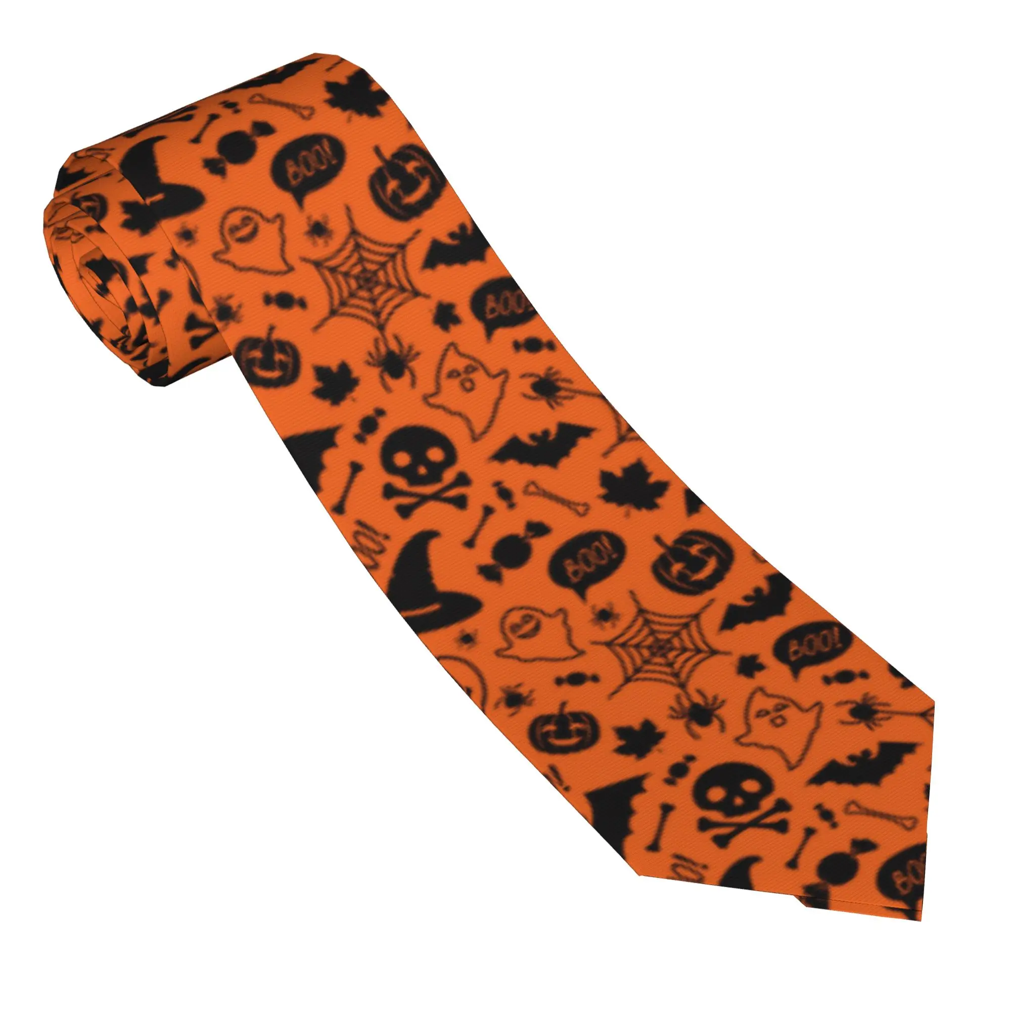 Happy Halloween Unisex Neckties Skinny 8 cm Wide Pumpkin Skull Bat Spiders Ghost Candy Spider Web Neck Tie Accessories Cravat